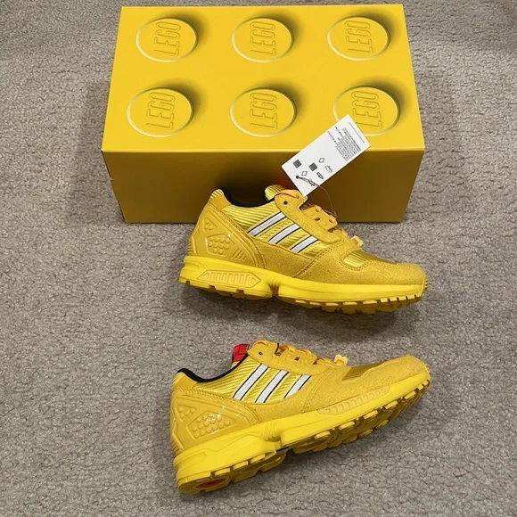 ADIDAS ZX 8000 X LEGO® yellow SHOES big kids size 4 brand new with box - Picture 5 of 7